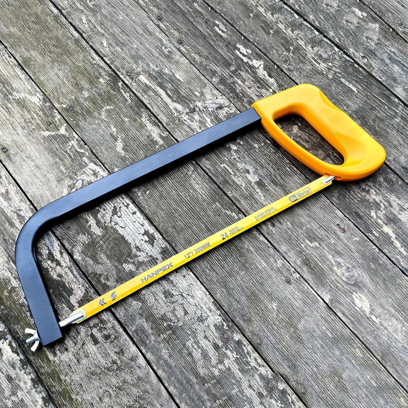 Hanpex 12in. High-Tension Hacksaw Frame with 24 TPI Bi-metal Blade, Hand Saw Suitable for Metal, wood, PVC, Carpentry - Image 5